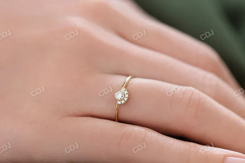 0.14CTW Lab Grown Diamond Halo Set Cluster Engagement Ring