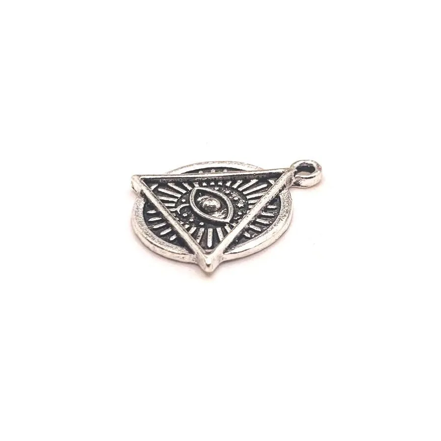 1, 4, 20 or 50 Pieces: Antiqued Silver Eye of Providence Pendant Charm