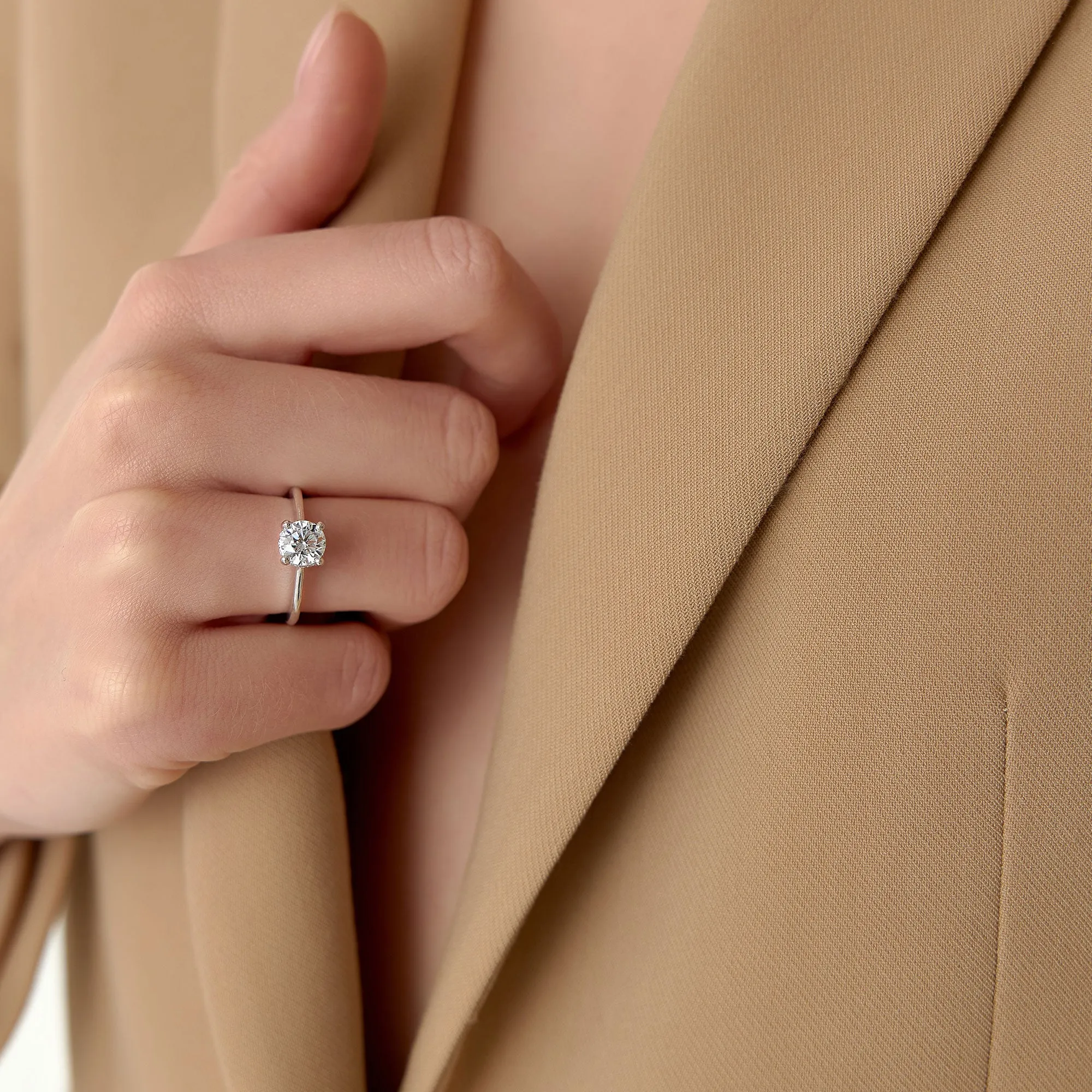 1.00 ctw 14k 4 Prong Basket Setting Round Lab Grown Diamond Engagement Ring - Kate