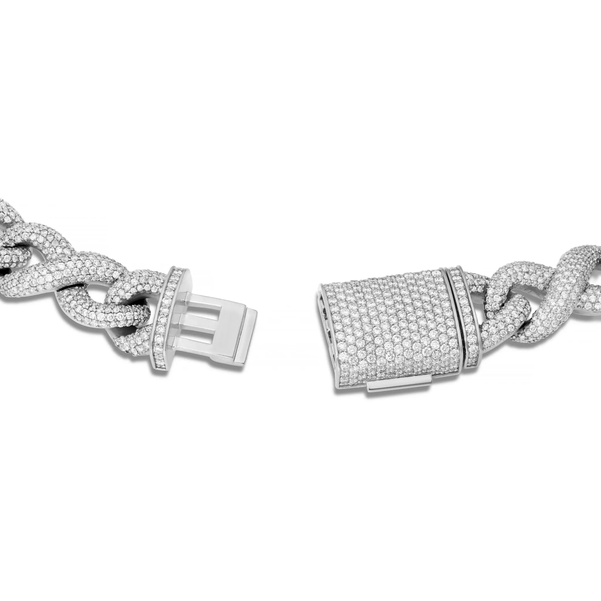 10K Two-tone Prong set Diamond Infinity Cuban Chain, 14.5 mm
