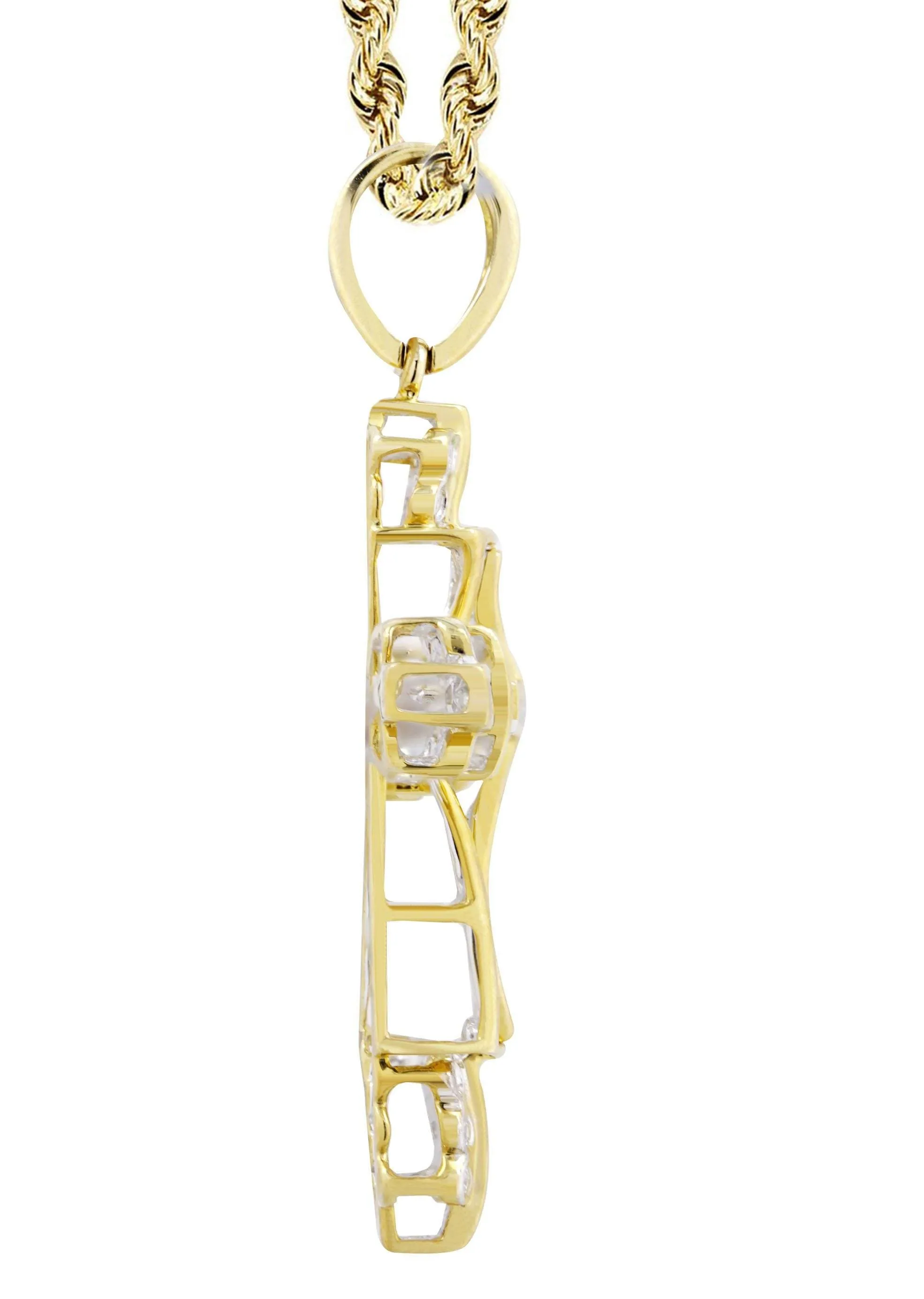 10K Yellow Gold Cross  Diamond Necklace  | 0.62 Carats