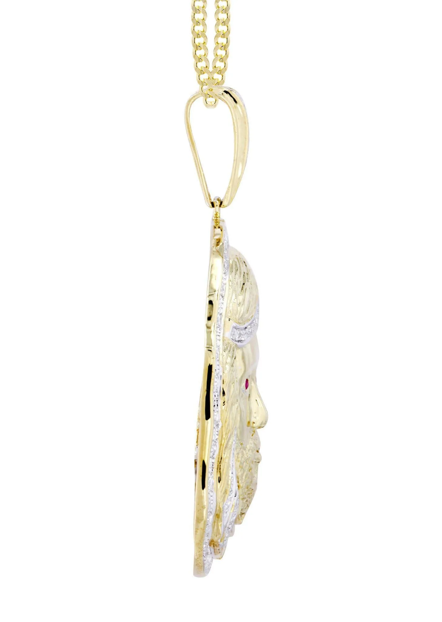10K Yellow Gold Jesus Head Diamond Necklace  | 1.1 Carats