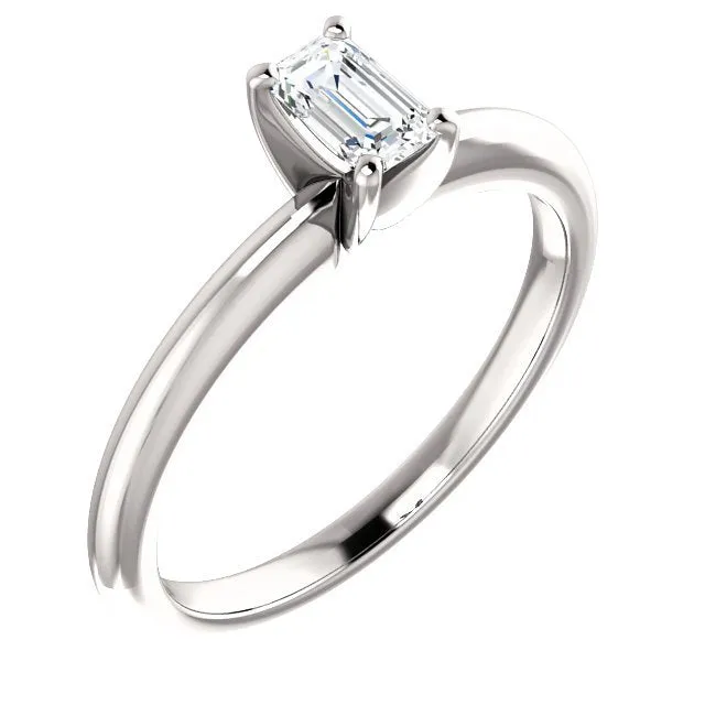 14KT GOLD 1/4 CT EMERALD DIAMOND SOLITAIRE RING