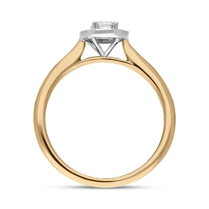 18ct Rose Gold Diamond Round Halo Ring