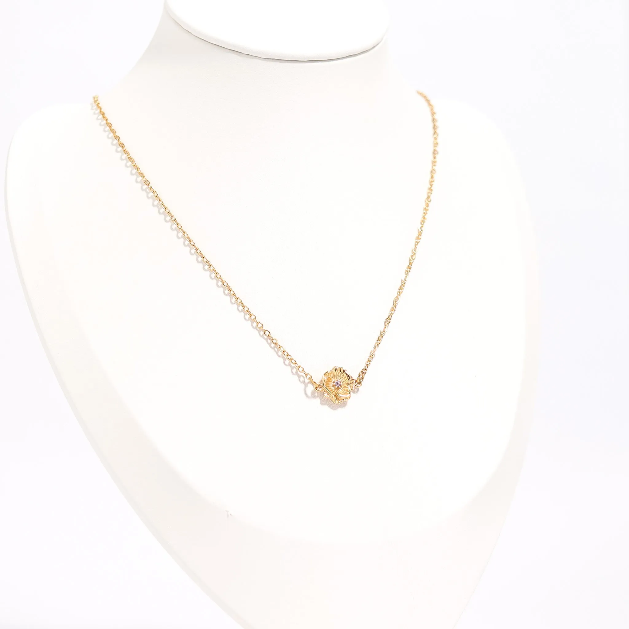 18K Gold PVD Stainless Steel 3D Birth Flower Connector Charms / SBB0356