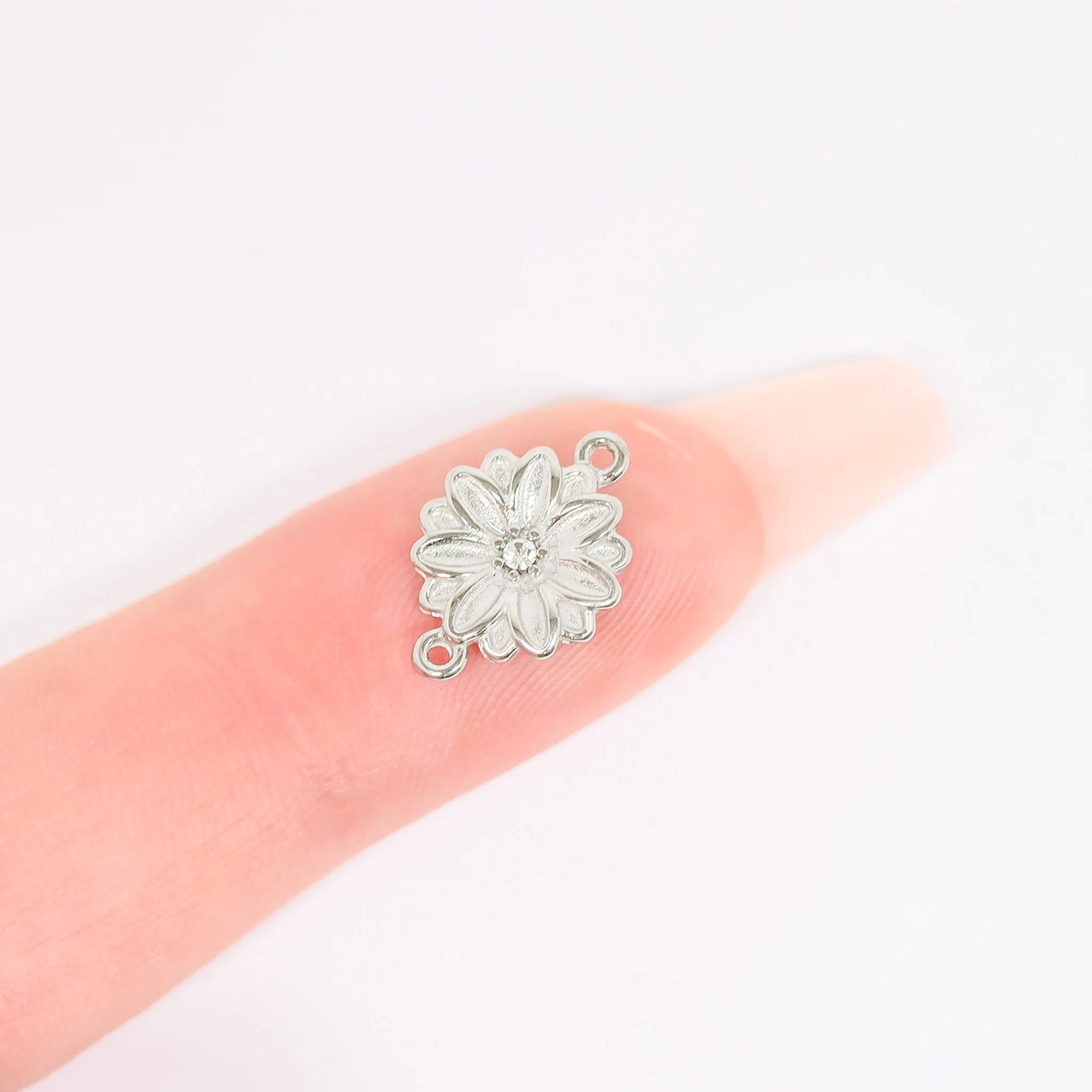 18K Gold PVD Stainless Steel 3D Birth Flower Connector Charms / SBB0356