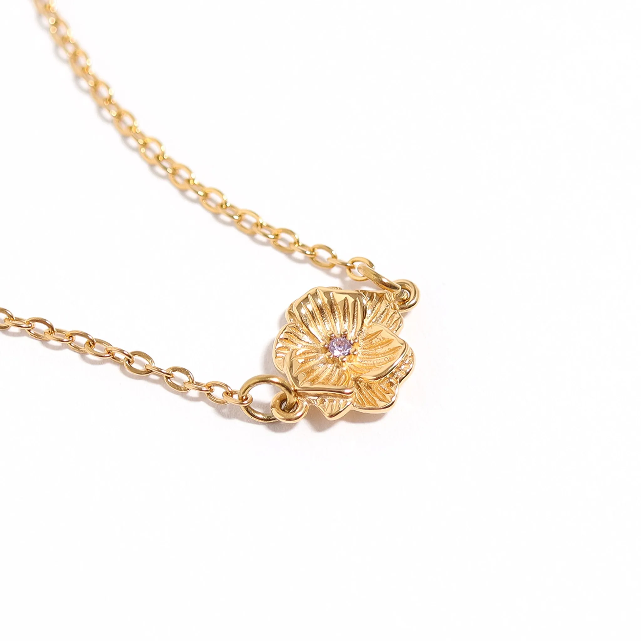 18K Gold PVD Stainless Steel 3D Birth Flower Connector Charms / SBB0356