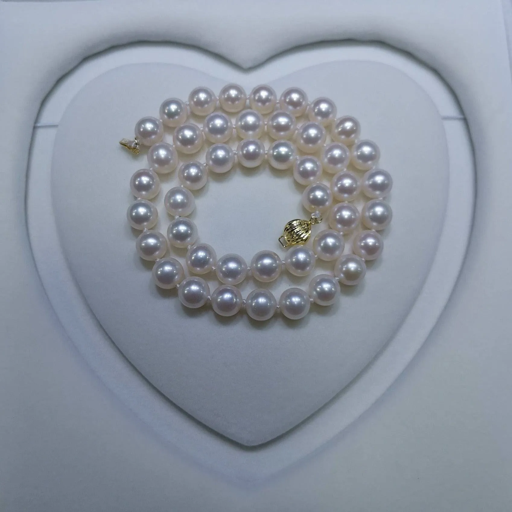 8-9-10mm White Round Freshwater Pearl Strand Necklace