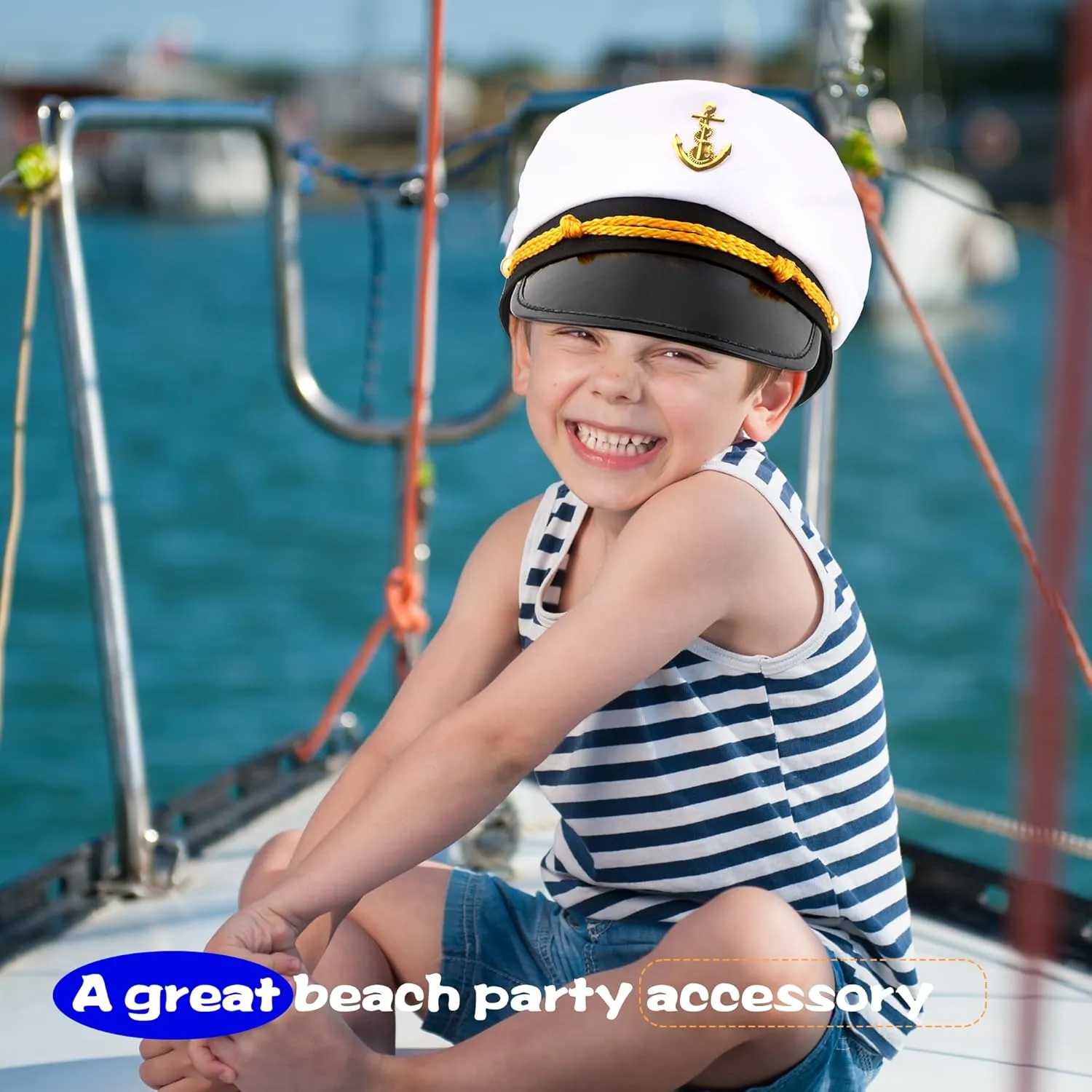 8 Pieces Captain Hats Adjustable White Sailors Navy Marine Admiral Caps for Yacht Theme Party Costume Accessory
