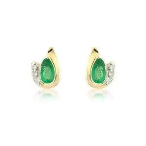 9ct Yellow Gold Emerald Earrings - MMCH038-7YDE