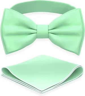 Adam Young Men's Bow Ties with Handkerchief Pre-Tied Style Formal Satin Classic Bowtie for Tuxedo Faux Silk