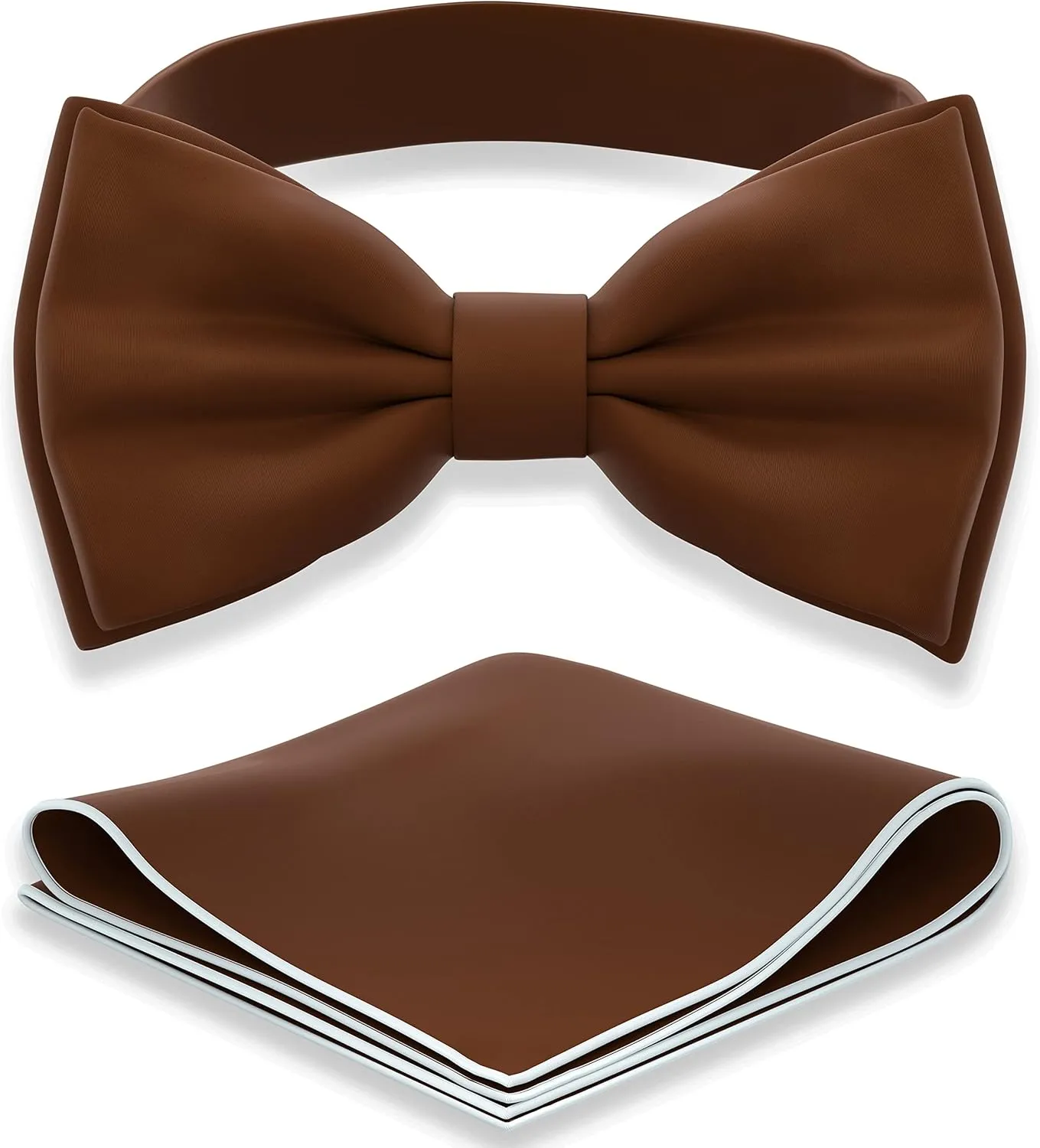 Adam Young Men's Bow Ties with Handkerchief Pre-Tied Style Formal Satin Classic Bowtie for Tuxedo Faux Silk