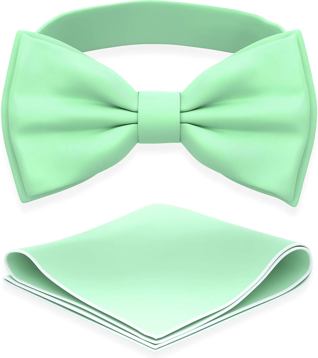 Adam Young Men's Bow Ties with Handkerchief Pre-Tied Style Formal Satin Classic Bowtie for Tuxedo Faux Silk