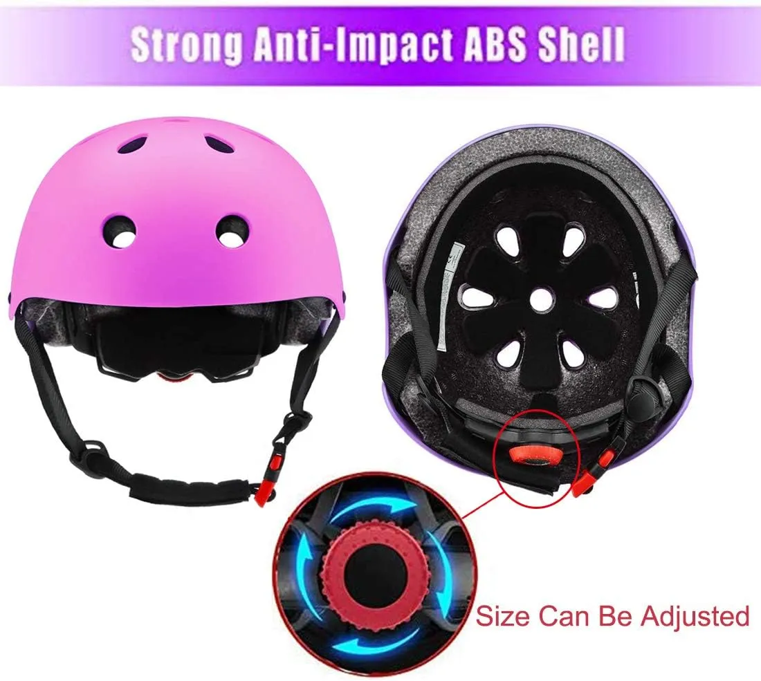 Adjustable Helmet for Ages 3-16 Kids Toddler Boys Girls Youth,Protective Gear with Elbow Knee Wrist Pads for Multi-Sports Skateboarding Bike Riding Scooter Inline skatings Longboard Roller Skate