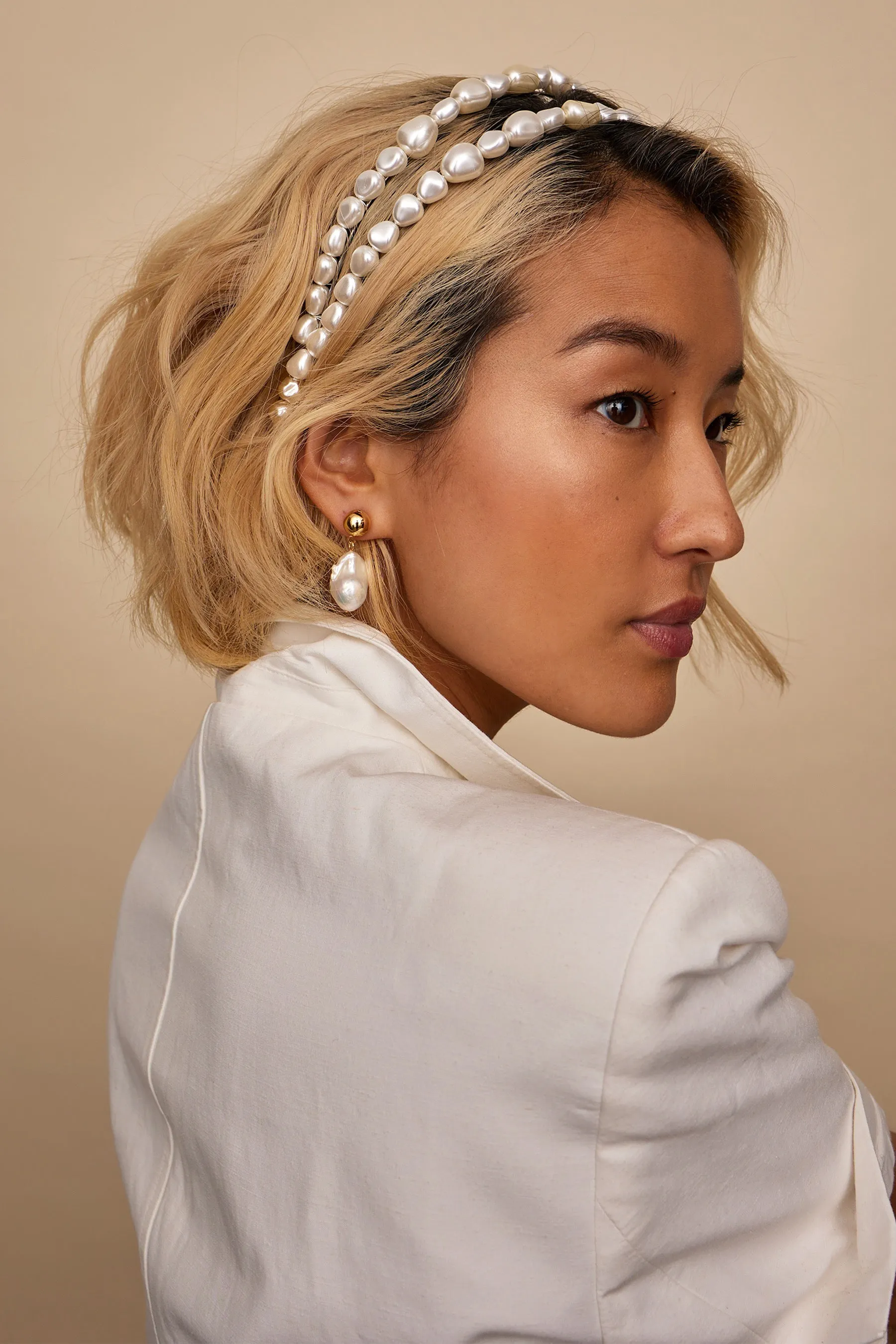 Aria Pearl Double Strand Headband