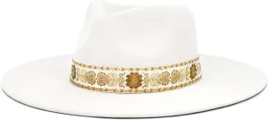 Big Wide Brim Boho Western Hat for Women and Men - Felt Rancher Fedora Hat with 4 inches Flat Brim