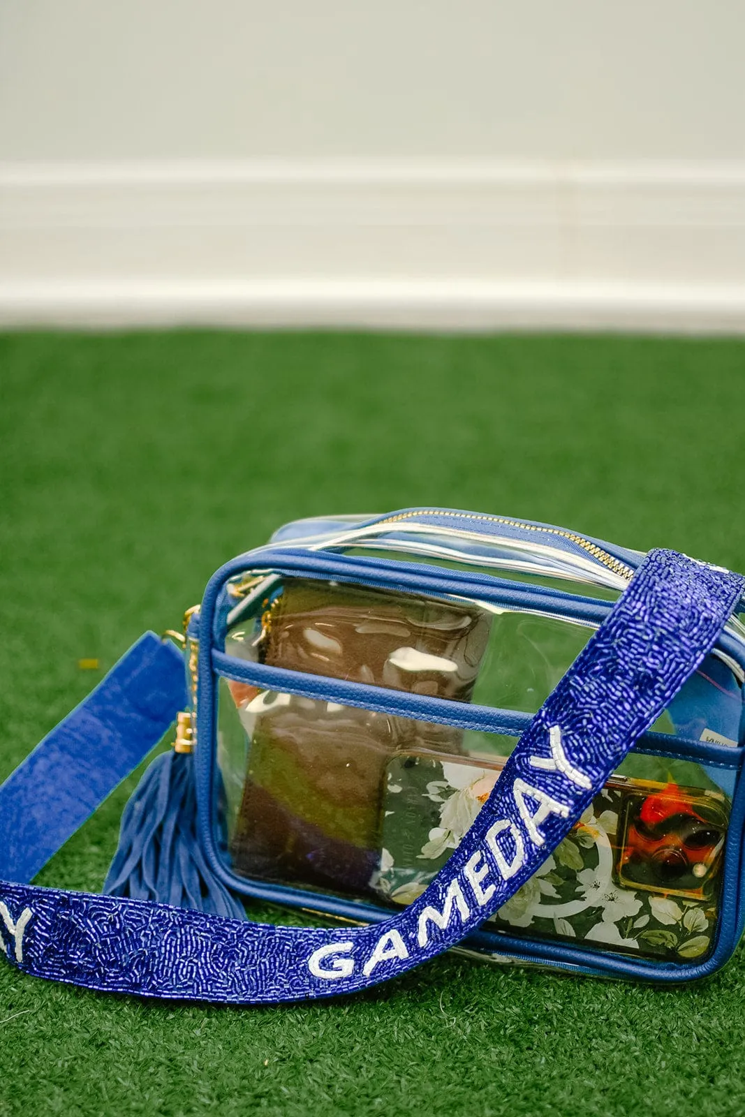 Blue Beaded Gameday Bag Strap