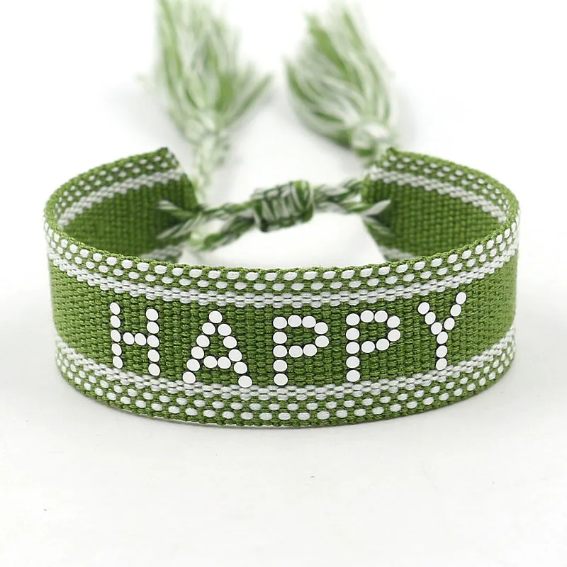 Braided Word Embroidered Diamond Bracelet