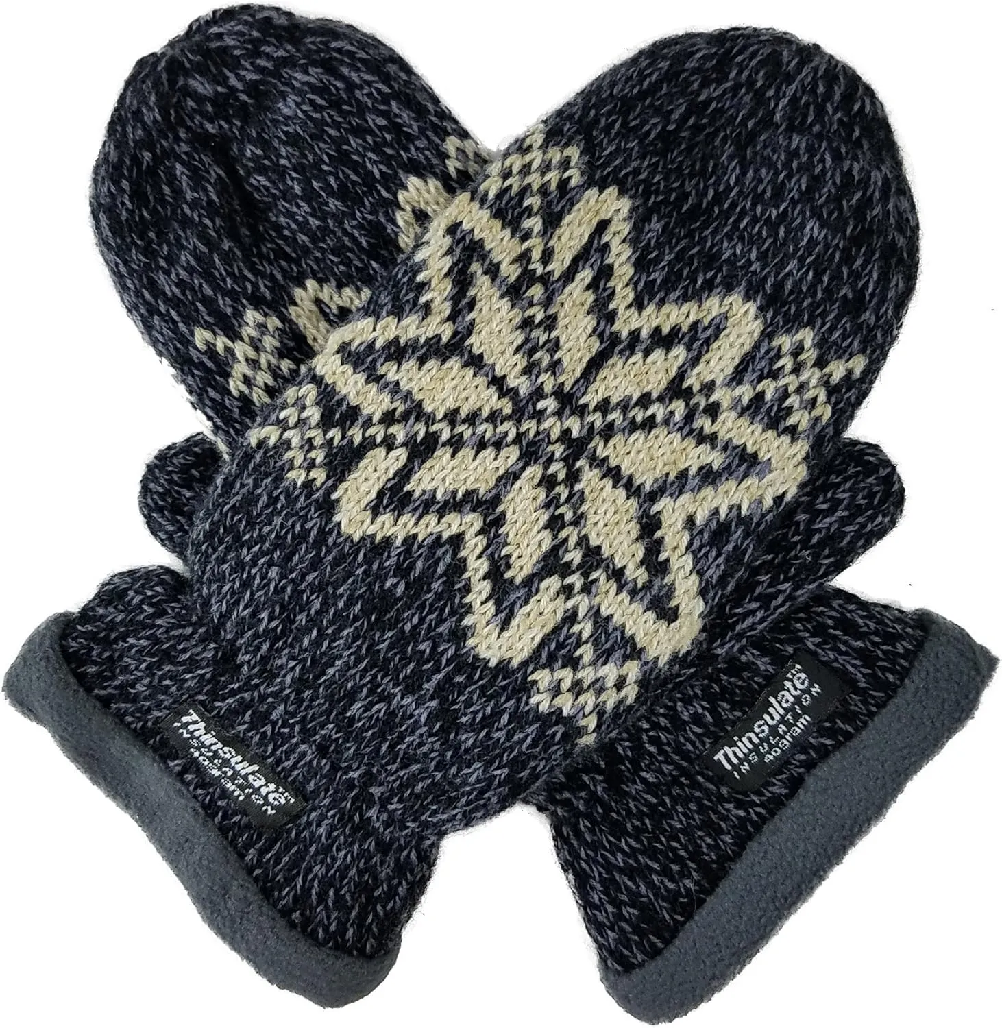 BRUCERIVER Women Snowflake Knit Mittens with Warm Thinsulate Fleece Lining
