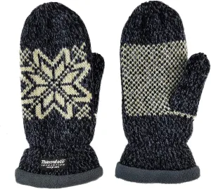 BRUCERIVER Women Snowflake Knit Mittens with Warm Thinsulate Fleece Lining