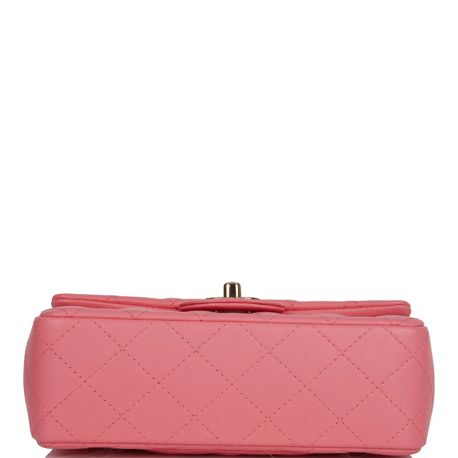 Chanel Mini Rectangular Flap Bag in Coral Lambskin with Light Gold Hardware