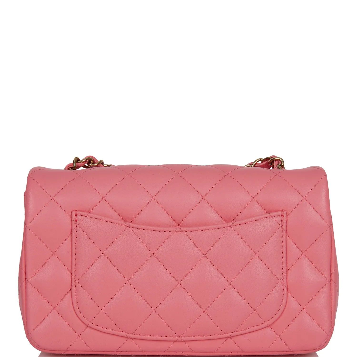 Chanel Mini Rectangular Flap Bag in Coral Lambskin with Light Gold Hardware