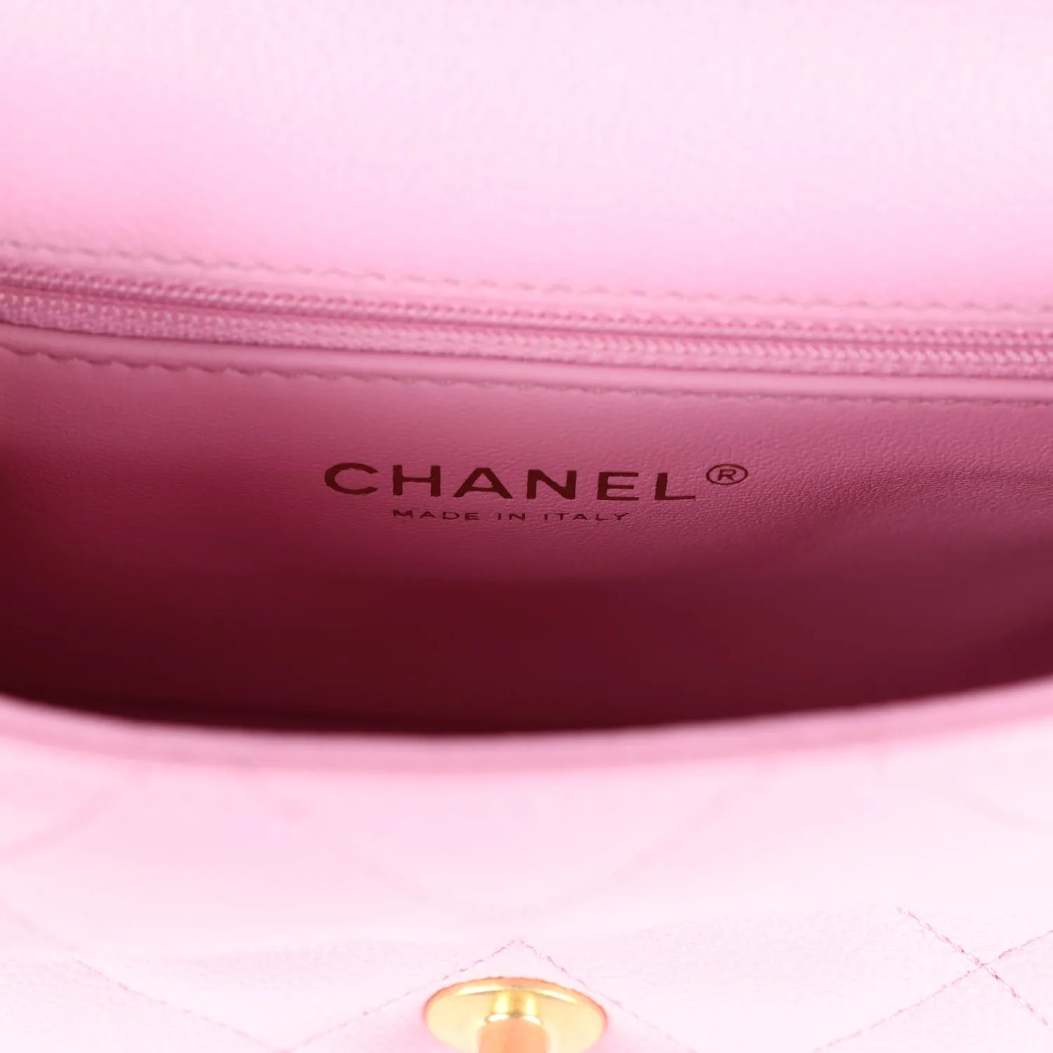 Chanel Pink Caviar Mini Sweetheart Crush Square Flap Bag with Aged Gold Hardware