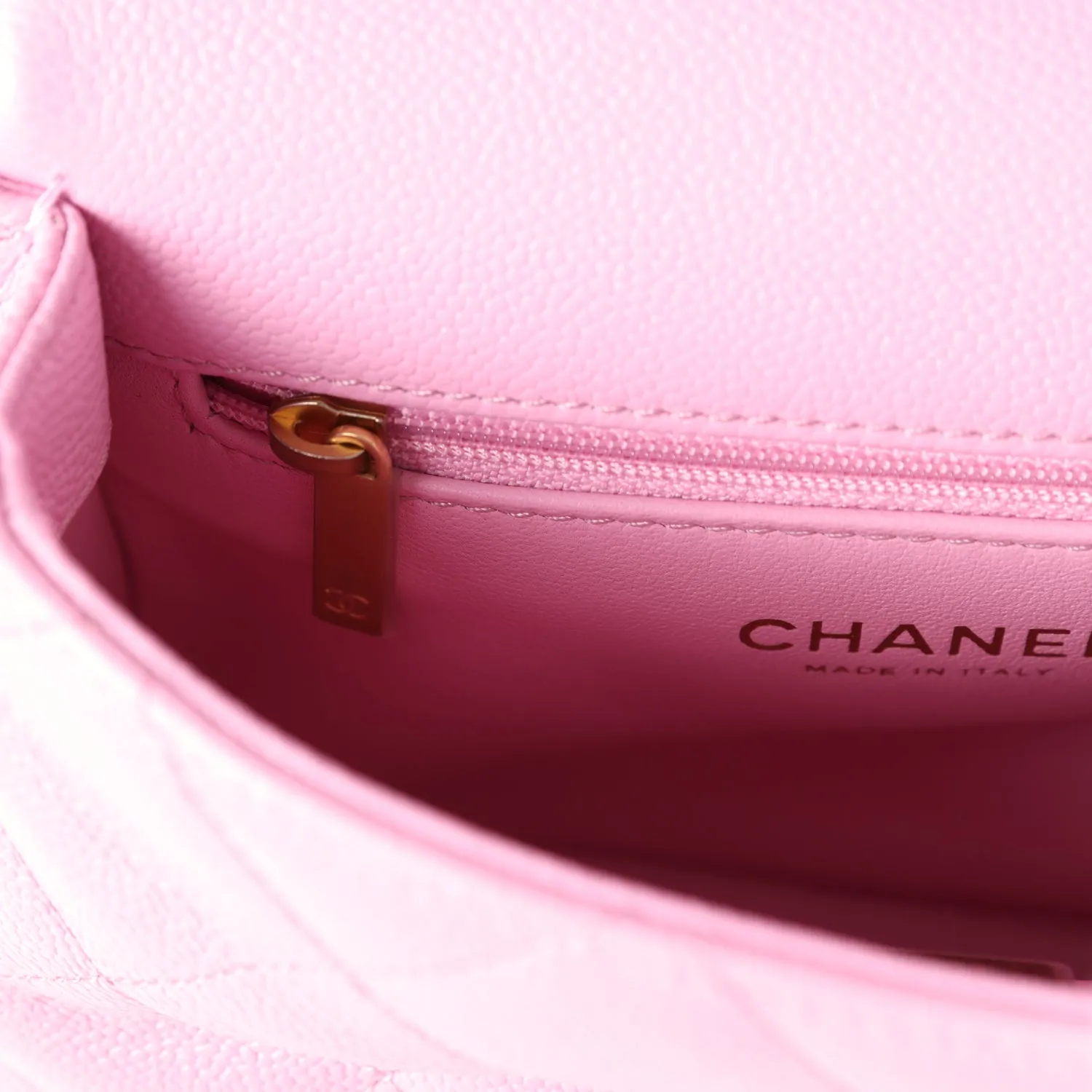 Chanel Pink Caviar Mini Sweetheart Crush Square Flap Bag with Aged Gold Hardware