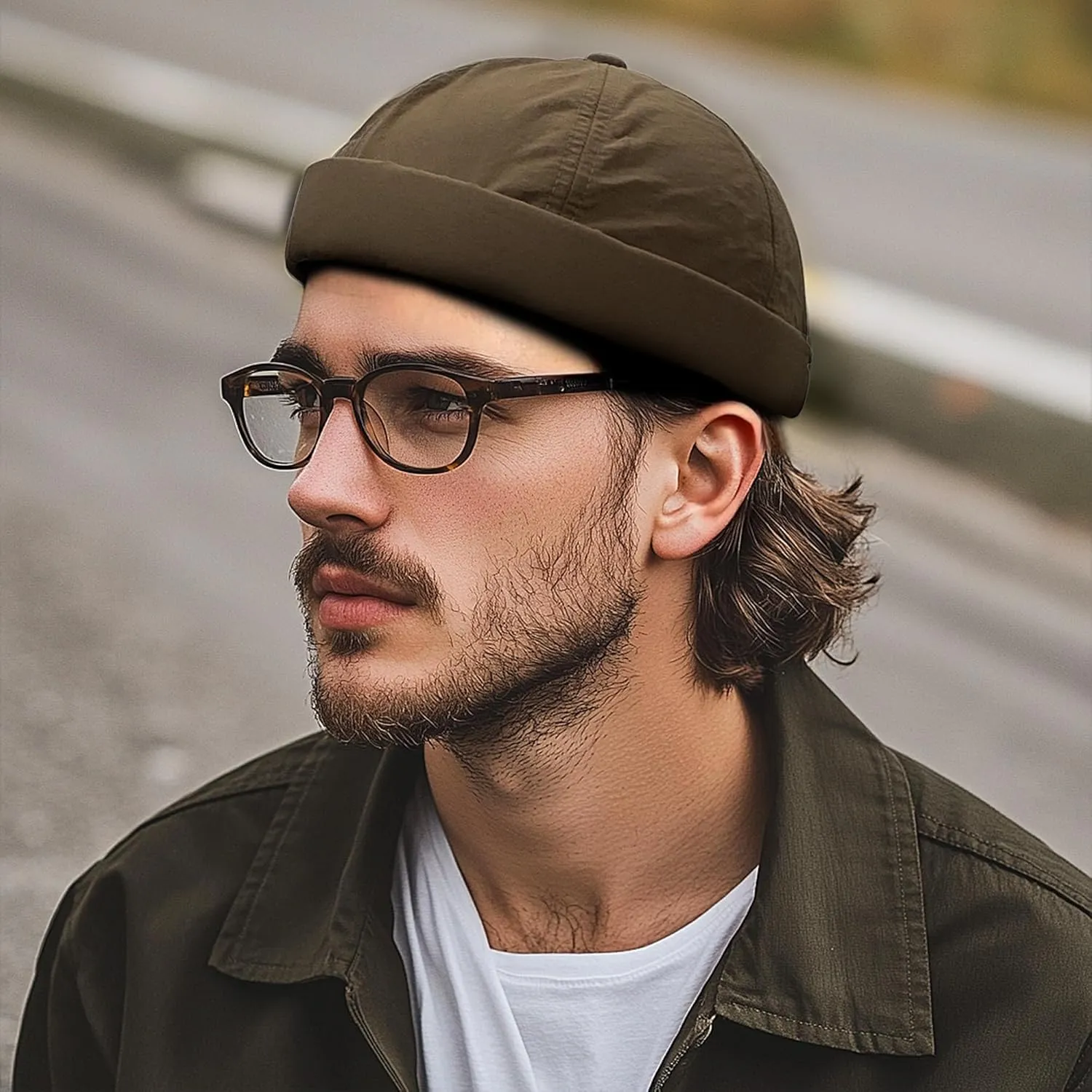 CLAPE Lightweight Breathable Brimless Cap Street Casual Versatile Summer Quick Dry Docker Cap No Brim Sailor Cap Leon Cap