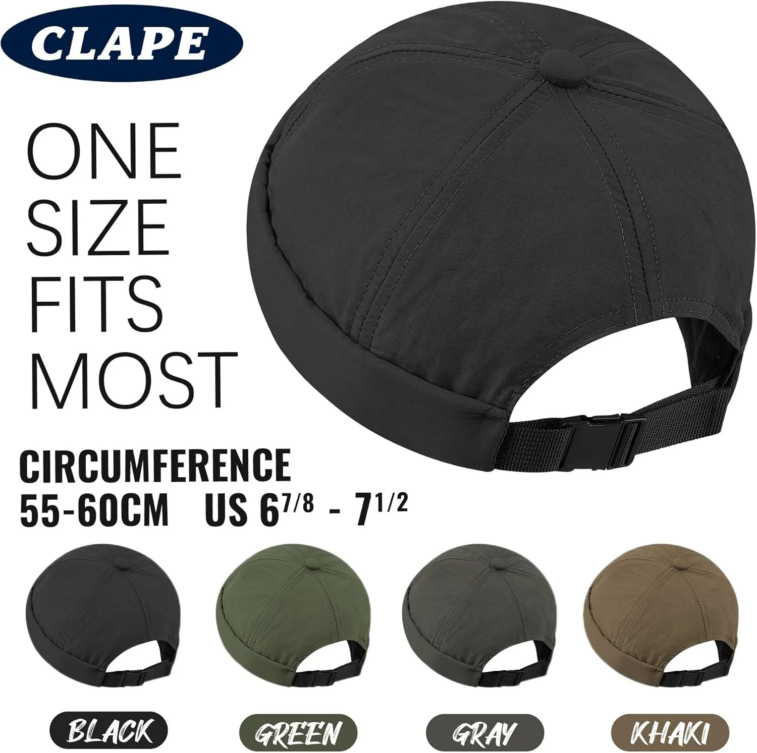 CLAPE Lightweight Breathable Brimless Cap Street Casual Versatile Summer Quick Dry Docker Cap No Brim Sailor Cap Leon Cap