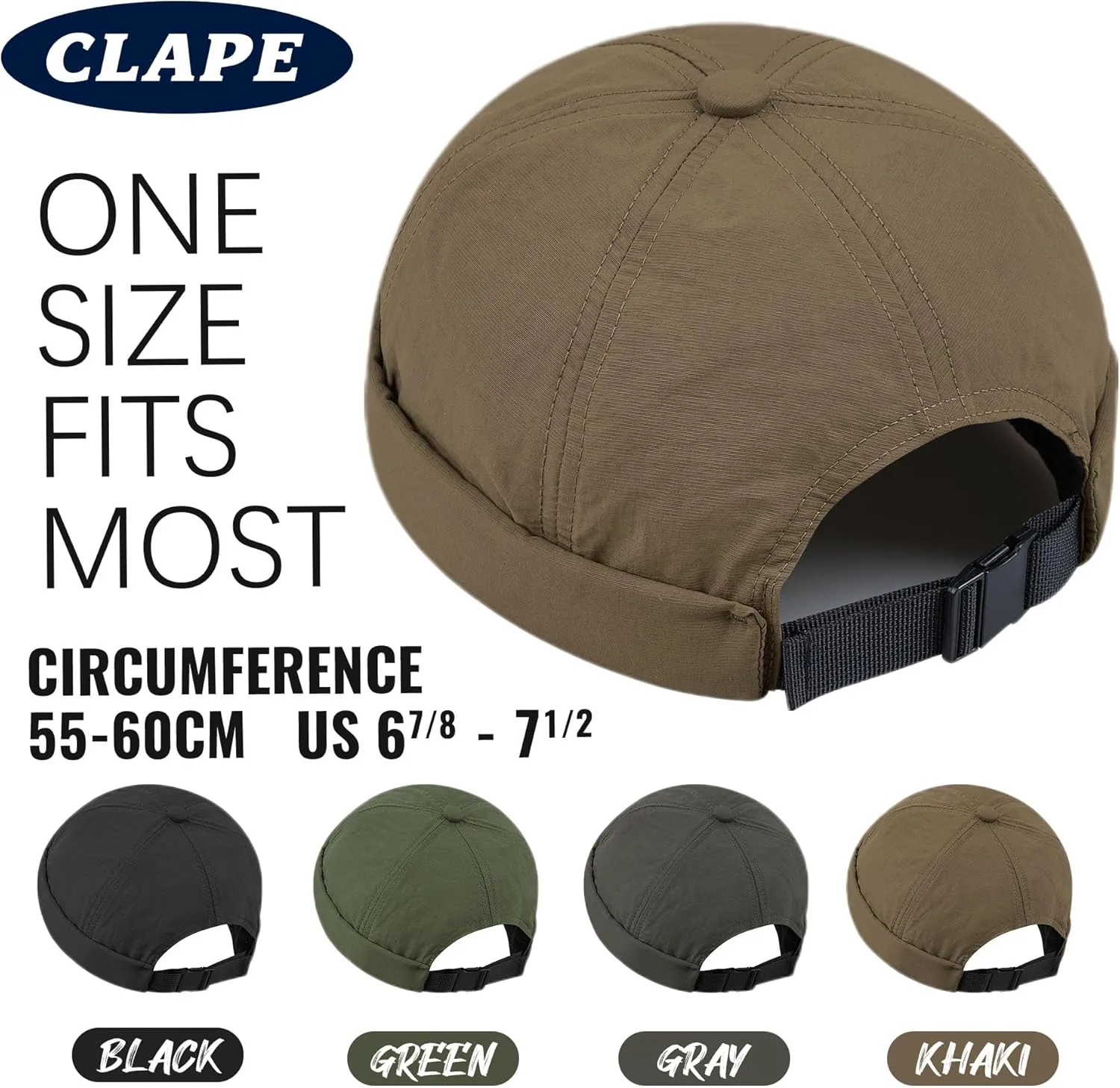 CLAPE Lightweight Breathable Brimless Cap Street Casual Versatile Summer Quick Dry Docker Cap No Brim Sailor Cap Leon Cap