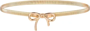 cobee 1 Pc Bow Belts For Women, Skinny Gold Belt Waist Belt, Stretchy Bow Metal Chain Belt Women's Belts For Women Dresses Formal Jeans Shirt