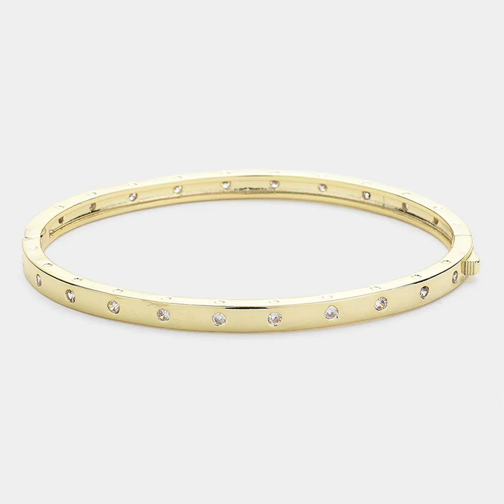 CZ Station Bangle Bracelet