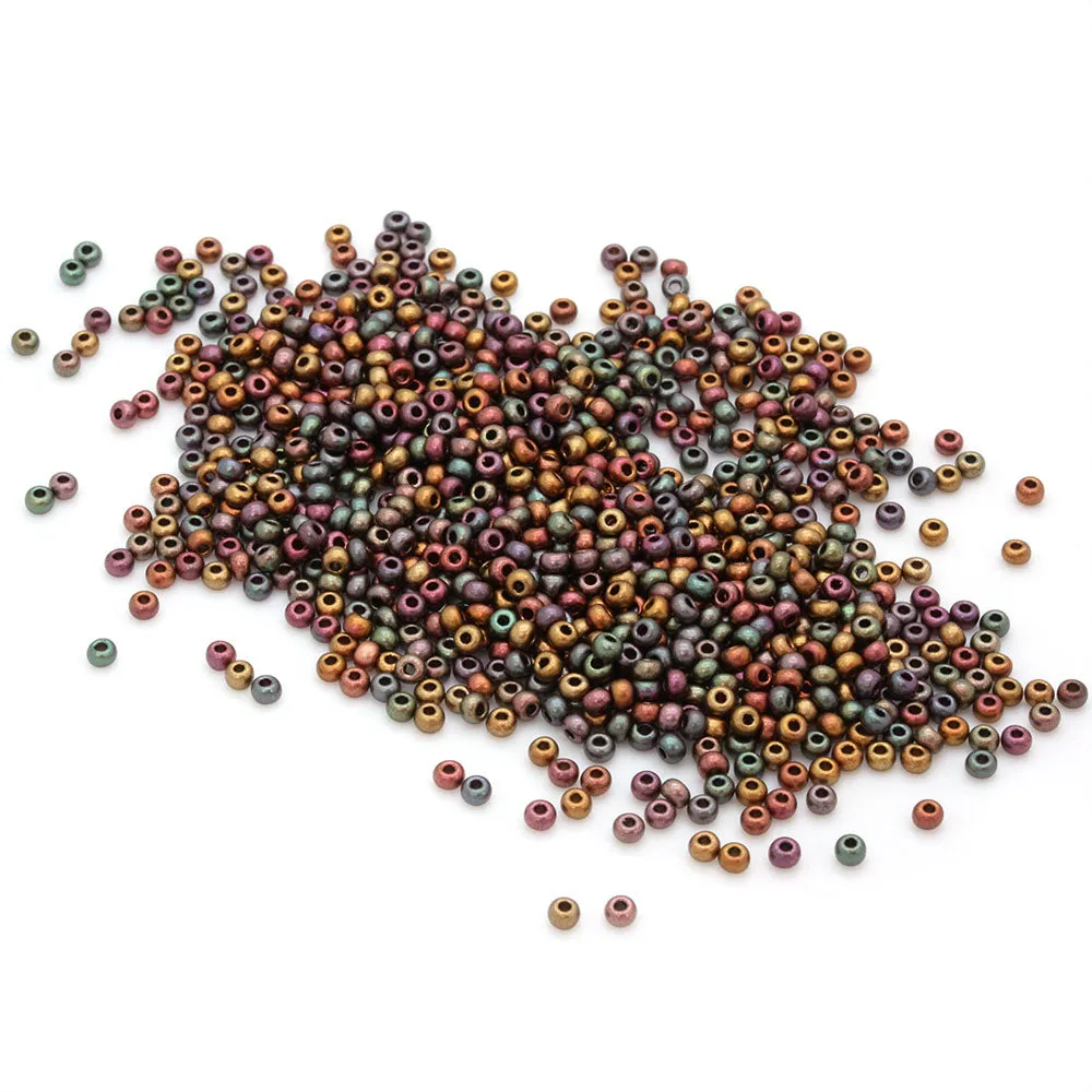Czech Matte Metallic Gold Iris Rocaille/Seed 8/0 - Pack of 50g