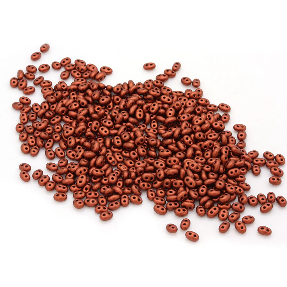 Czech Matte Metallic Red Gold Glass Twin 5.5mm - Pack of 50g