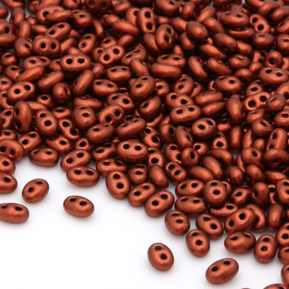 Czech Matte Metallic Red Gold Glass Twin 5.5mm - Pack of 50g