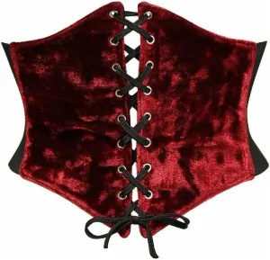 Daisy corsets womens Lavish Dark Red Crushed Velvet Corset Belt Cincher