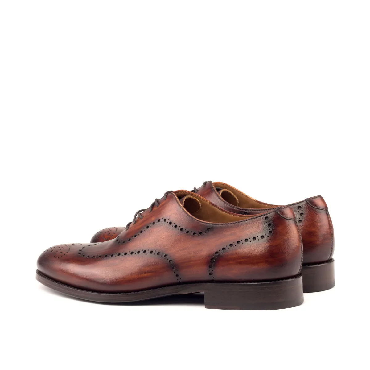 DapperFam Giuliano in Cognac Men's Hand-Painted Patina Whole Cut