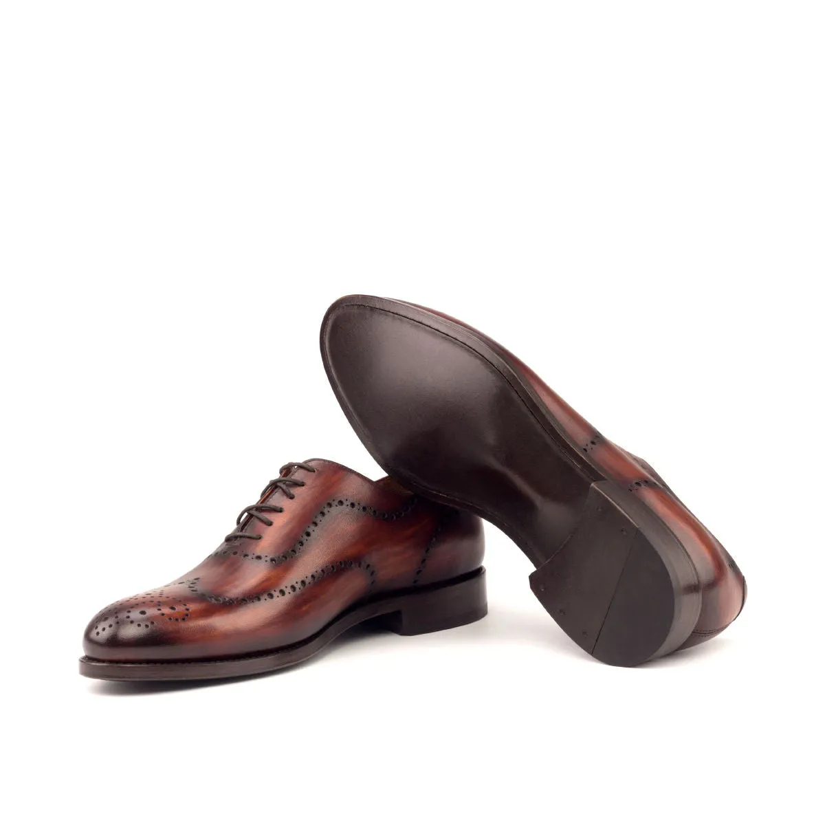 DapperFam Giuliano in Cognac Men's Hand-Painted Patina Whole Cut