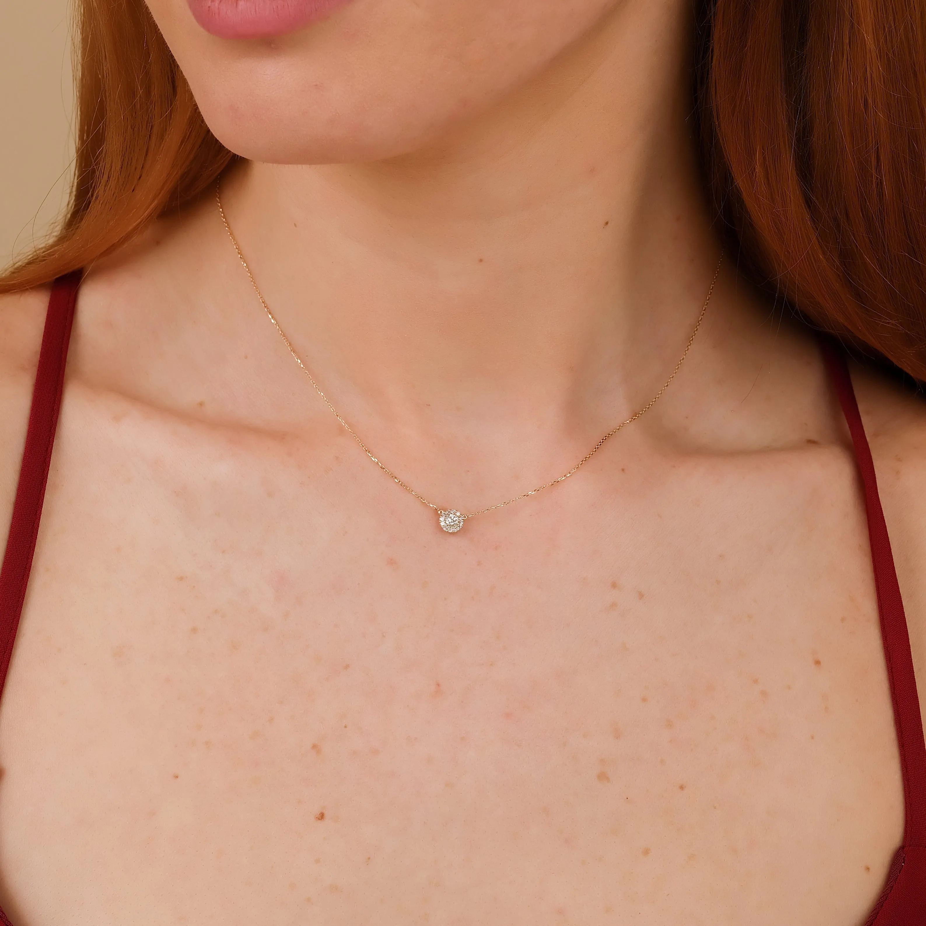 Diamond Halo Pendant Necklace, Accorsa