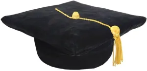 Doctoral Tam with Gold Bullion Tassel Unisex Black Velvet Graduation Tam