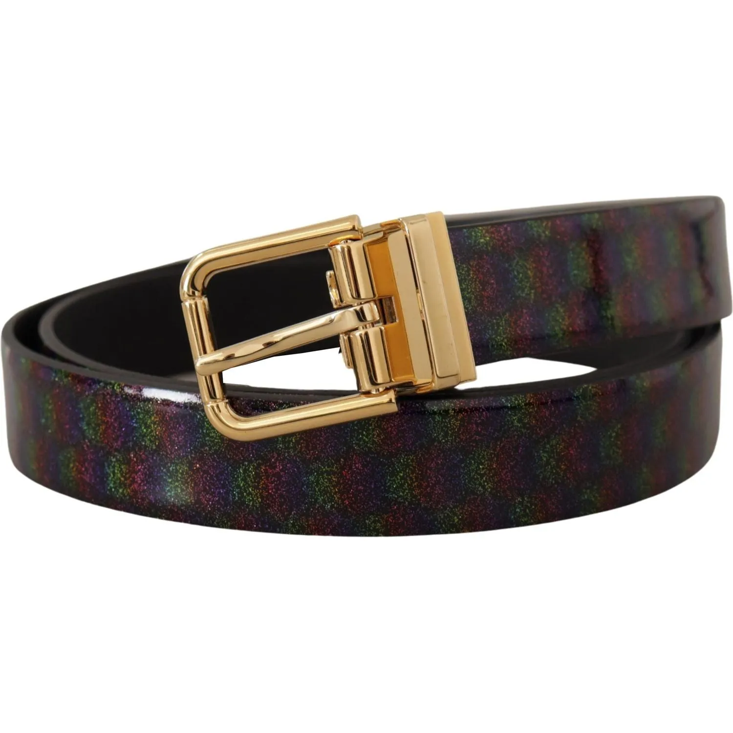 Dolce & Gabbana Elegant Vernice Leather Belt with Silver Buckle