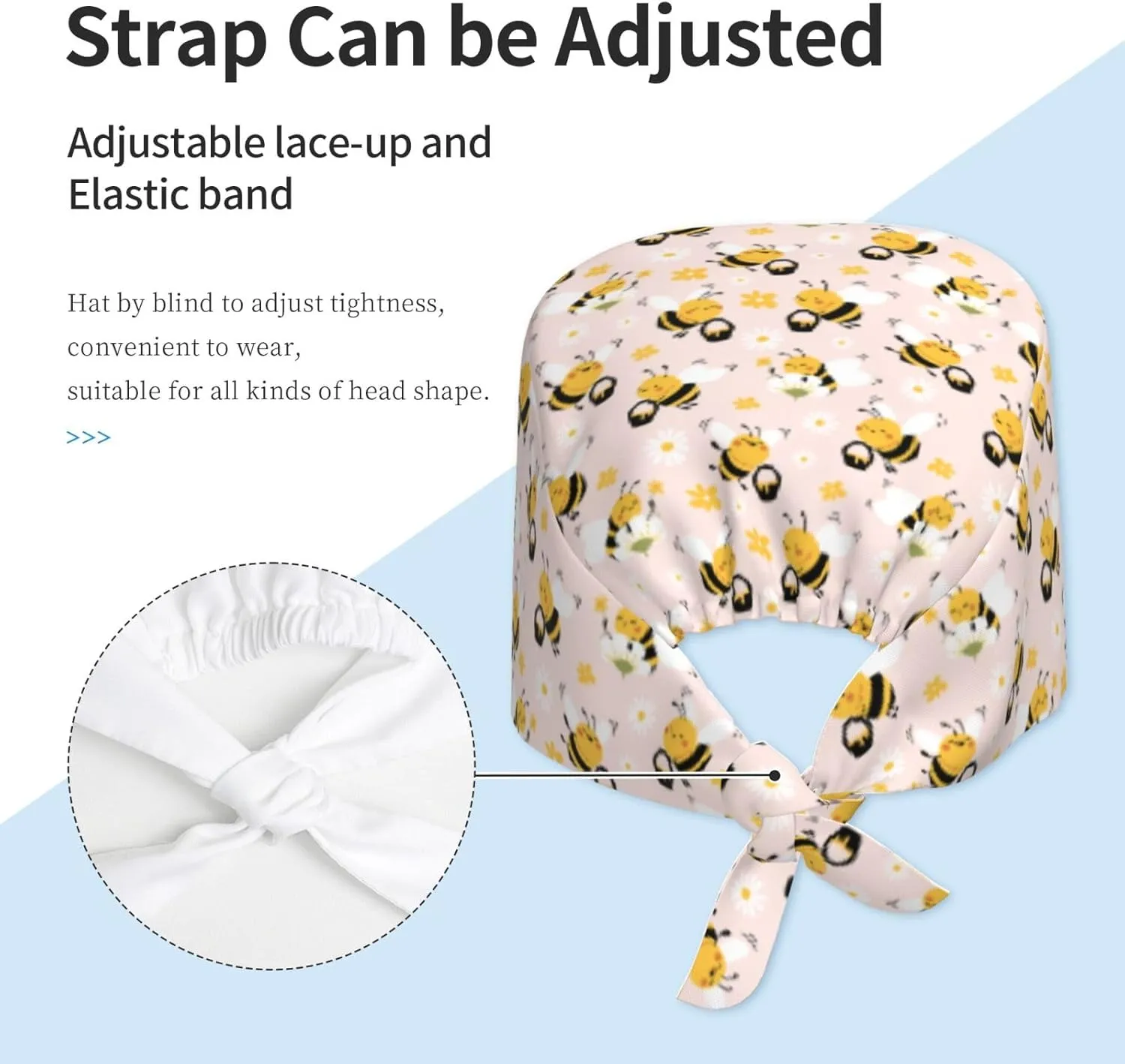 Doodle Beer Oktoberfest Scrub Caps Adjustable Working Cap with Sweatband Elastic Tie Back Hats for Women Men