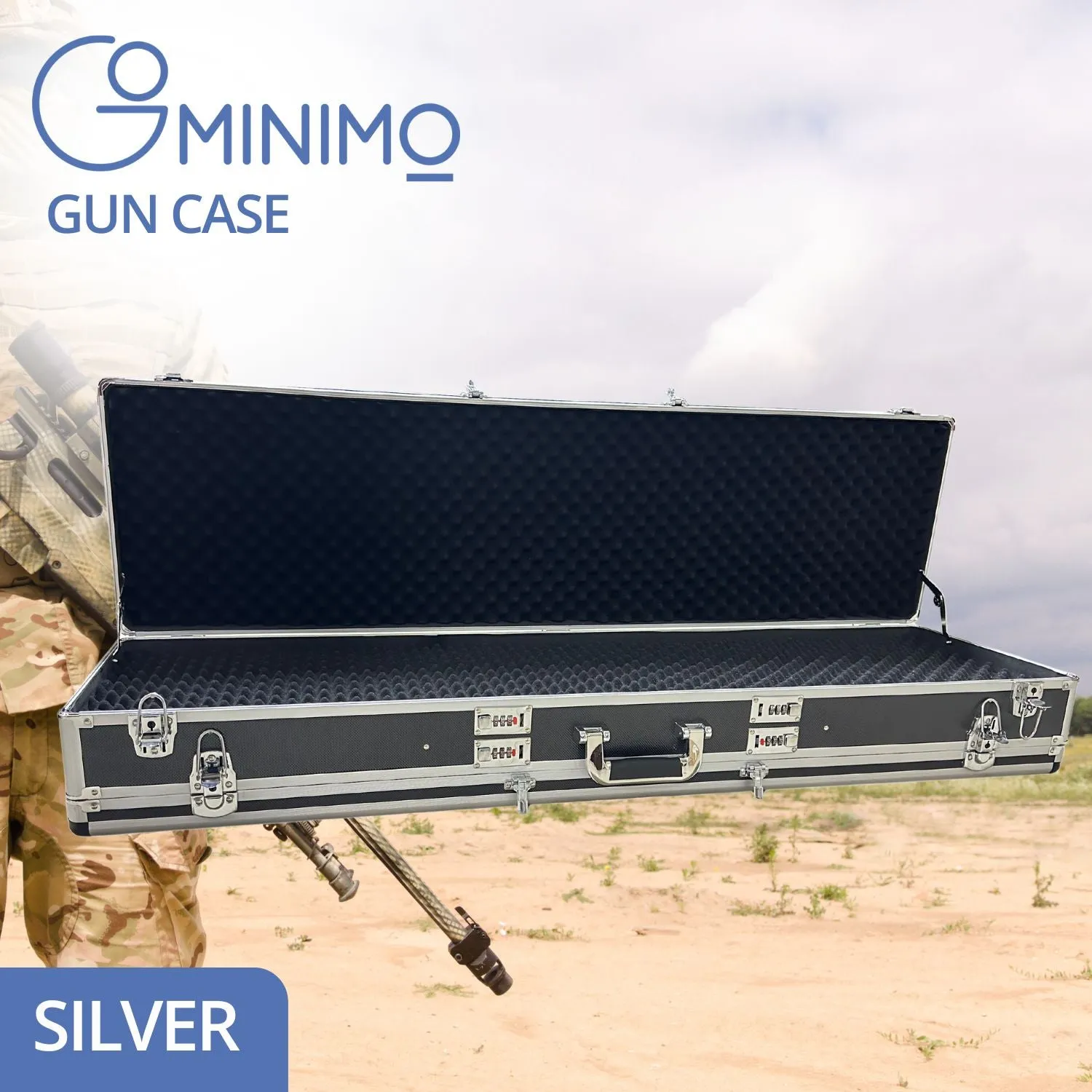 Durable Aluminum Double Sided Gun Case, Lined Interior - GOMINIMO