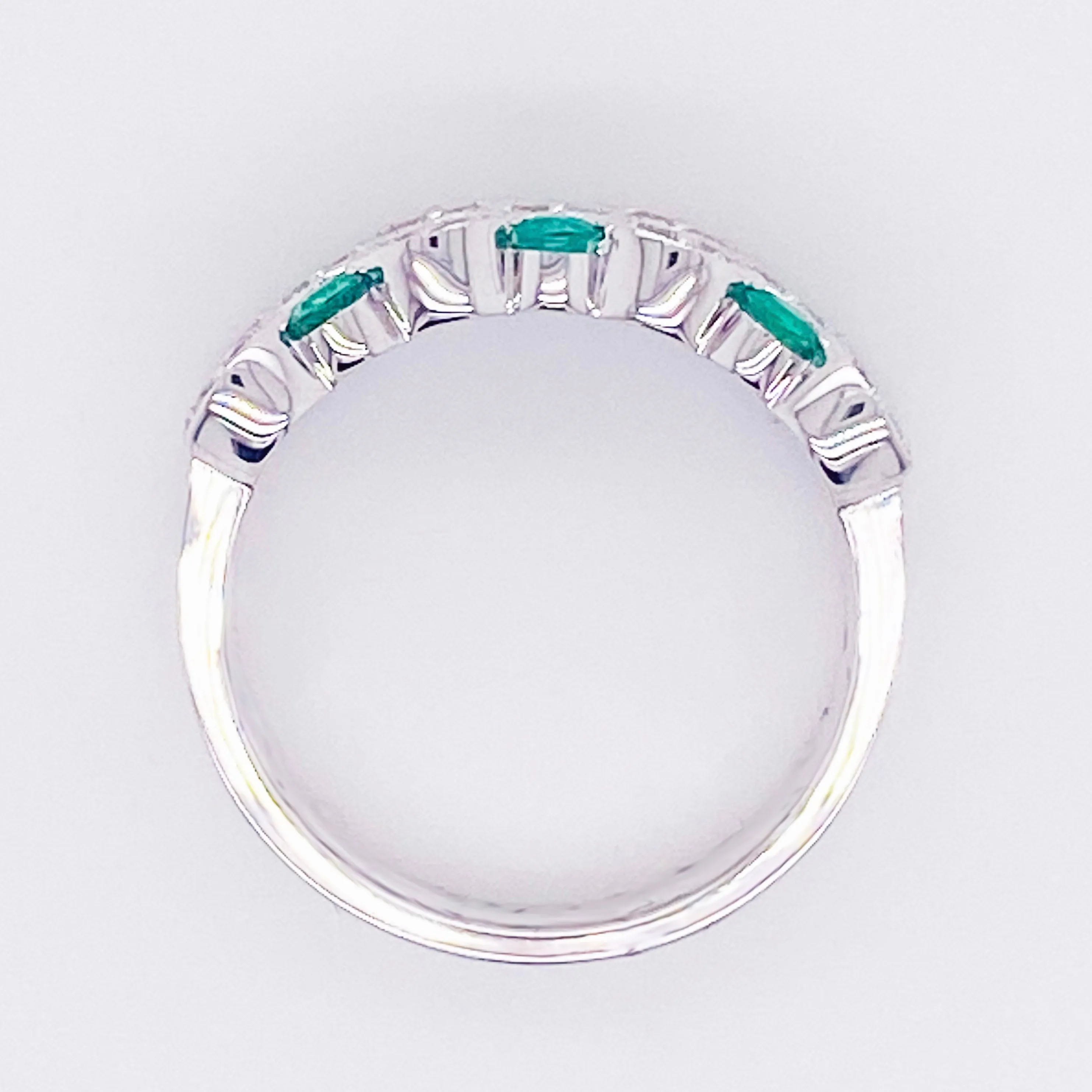 Emerald & Diamond Three Band Ring