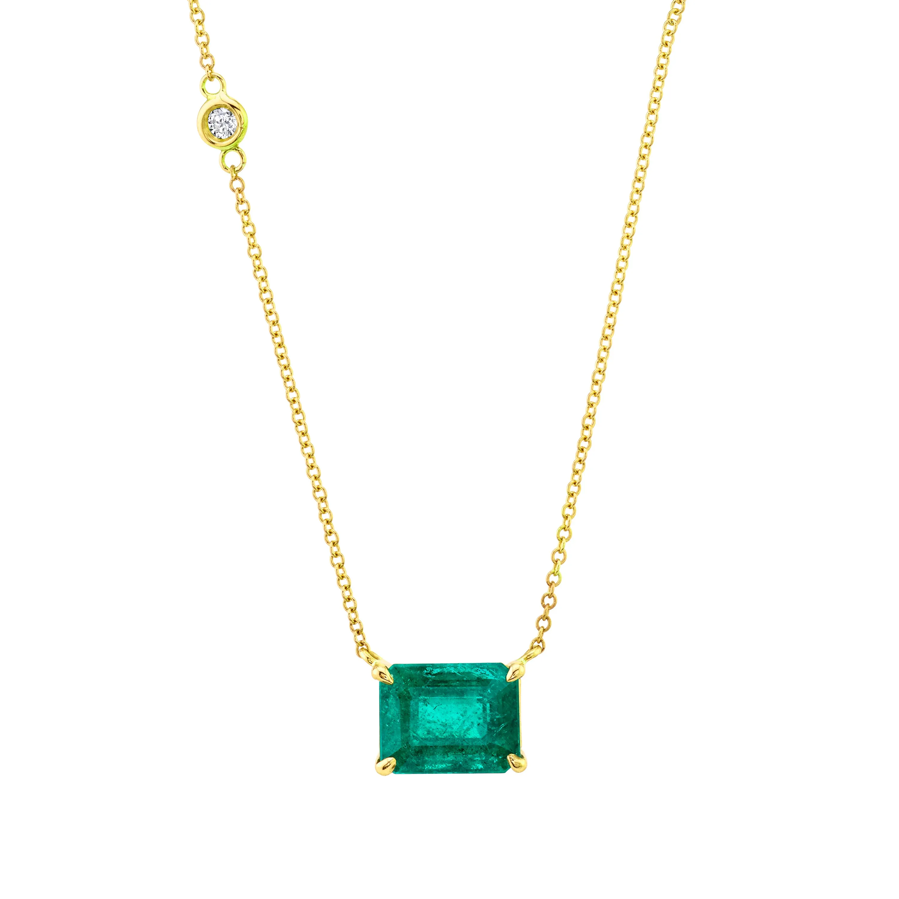 EMERALD SOLITAIRE MEDIUM PENDANT NECKLACE