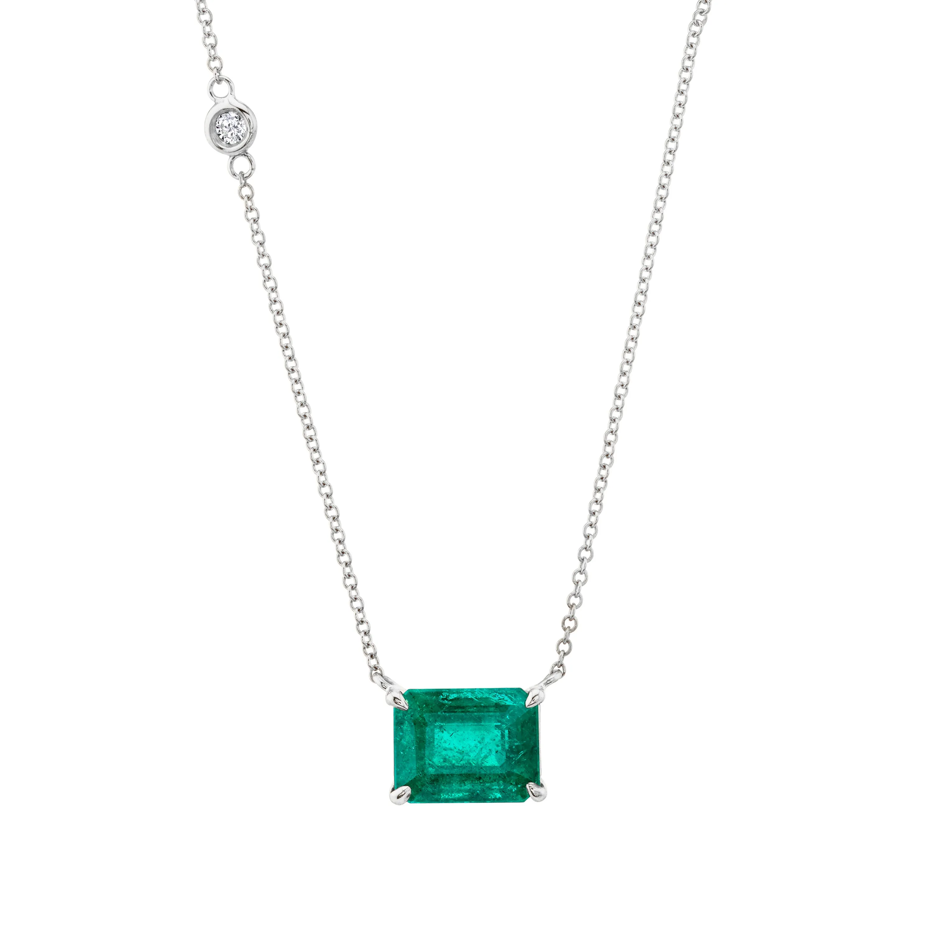 EMERALD SOLITAIRE MEDIUM PENDANT NECKLACE