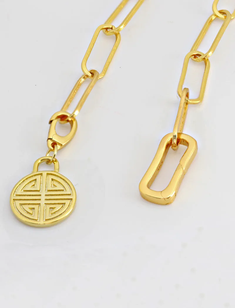 FOUR BLESSINGS Lucky Charm Coin Link Chain Bracelet | 18K Gold Over Sterling Silver
