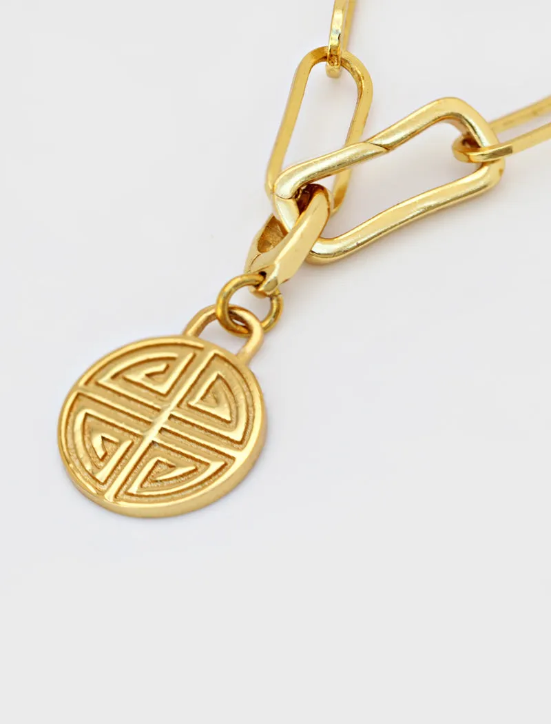 FOUR BLESSINGS Lucky Charm Coin Link Chain Bracelet | 18K Gold Over Sterling Silver