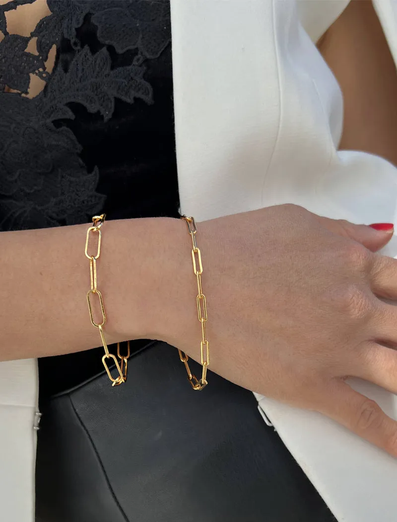 FOUR BLESSINGS Lucky Charm Coin Link Chain Bracelet | 18K Gold Over Sterling Silver